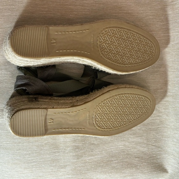 TONI PONS Sz 41 Canvas Elastic Top Espadrilles Wedges Sandals Olive & Grey NEW - Picture 6 of 9